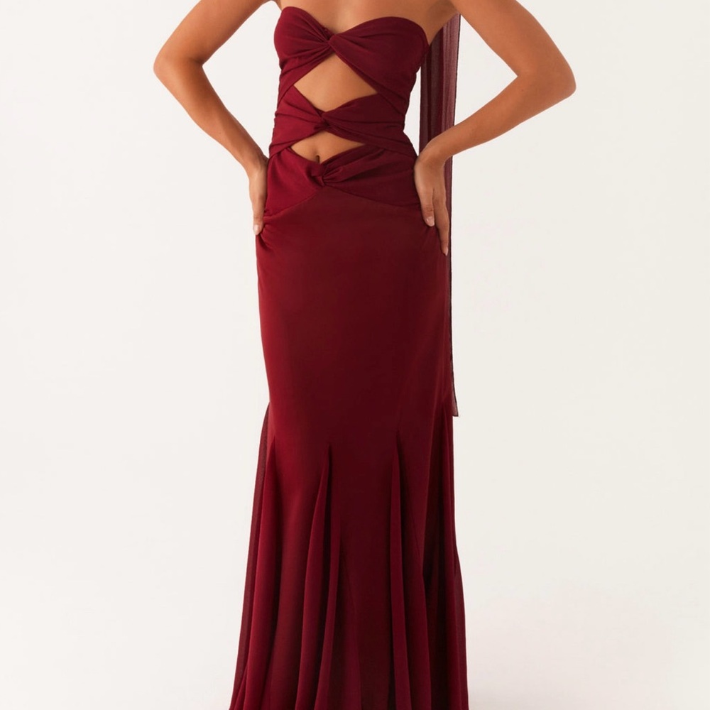 Peppermayo Deep Red Strapless Dress